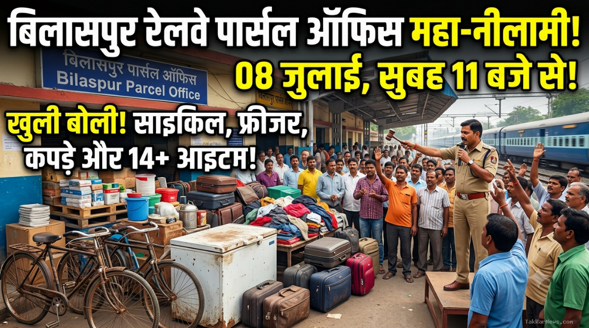 बिलासपुर रेलवे स्टेशन: पार्सल ऑफिस में 8 जुलाई को होगी असंबद्ध और गैर-सुपुर्द सामानों की खुली और वृहद नीलामी!!